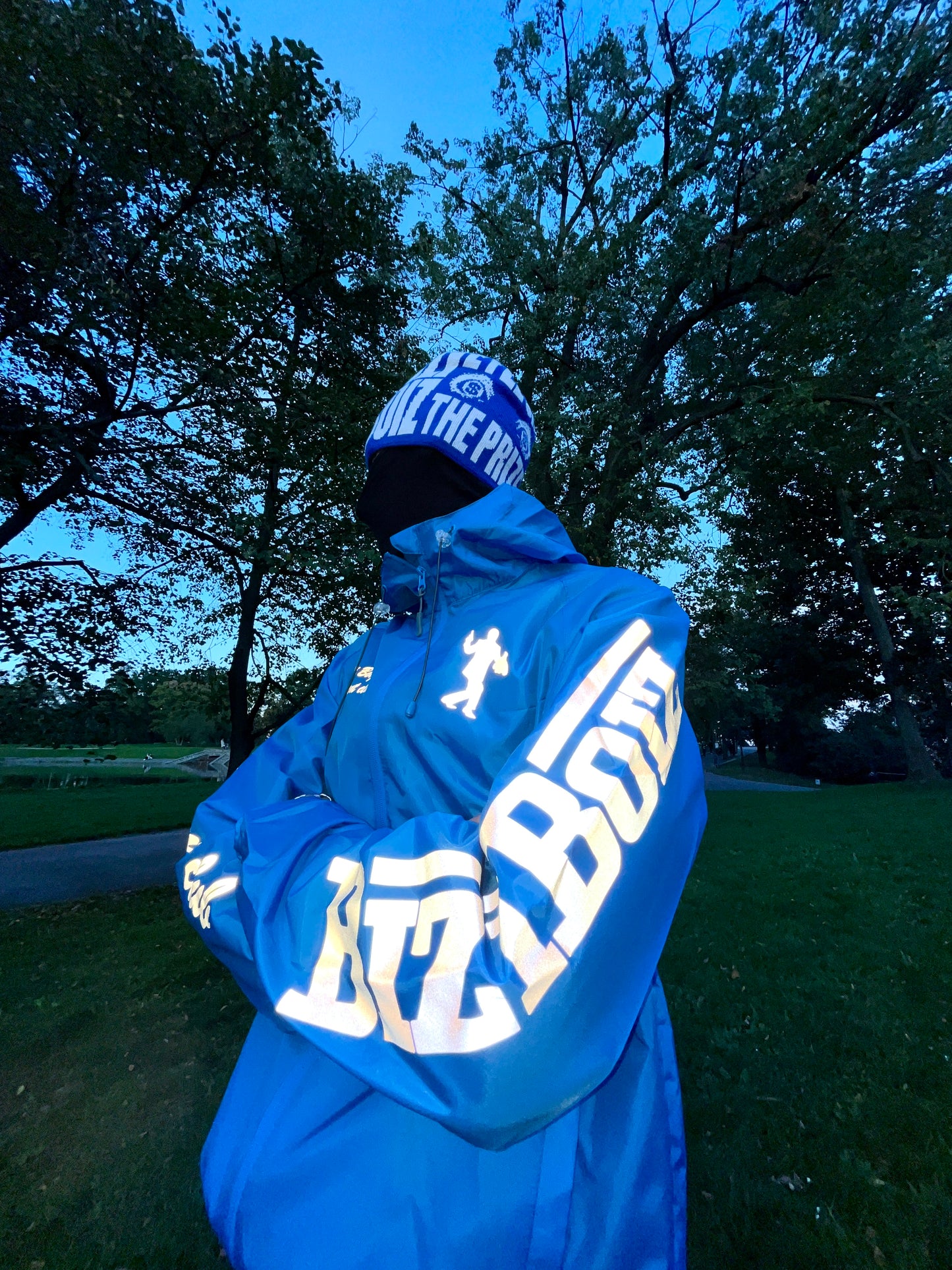 "FAST MONEY" Wind&Waterproof Reflective Jacket (sky blue)