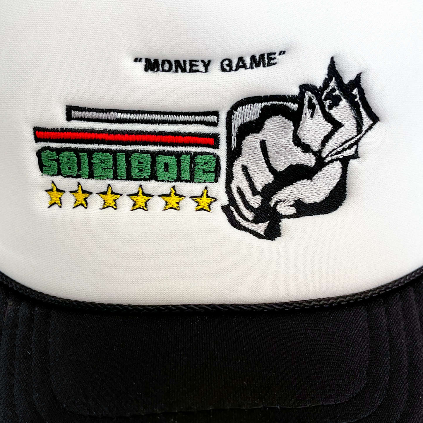 "MONEY GAME" TRUCKER CAP (black/white)