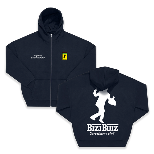 "FAST MONEY" Zip Hoodie (navy blue)