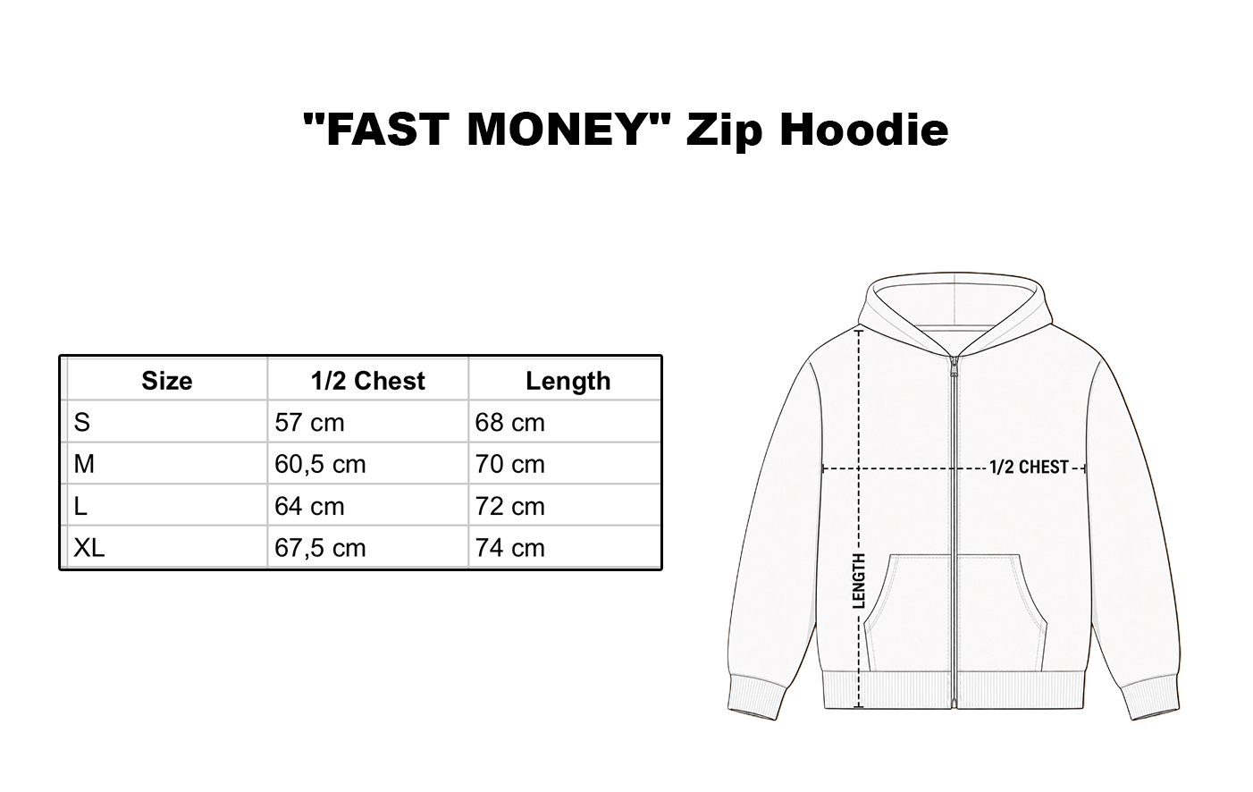 "FAST MONEY" Zip Hoodie