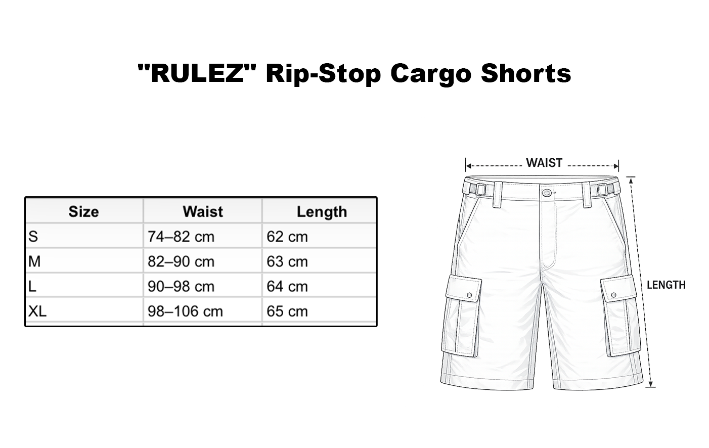 "RULEZ" Rip-Stop Cargo Shorts